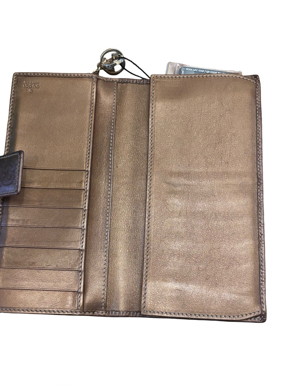 Authentic Gucci Guccissima Continental Wallet- Metallic Bronze Leather w/COA - Picture 7 of 14